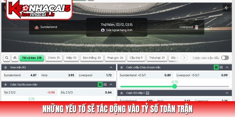 Những yếu tố sẽ tác động vào tỷ số toàn trận